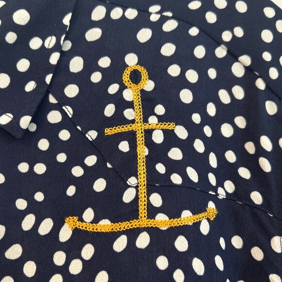 NWT Free People x Sandrine Rose Polka Dot Button Down Shirt Navy/White, Womens M - Picture 5 of 8